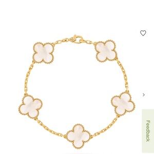 Van Cleef & Arpels Gold and White Clover Bracelet